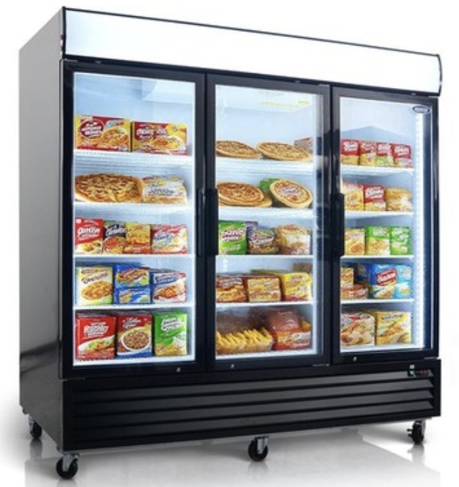 Glass-door reach-in freezer