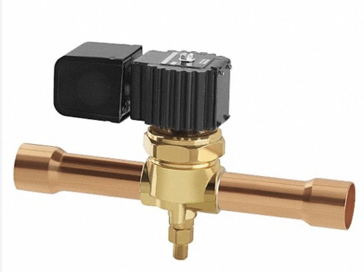 Solenoid valve for a walk-in cooler evaporator circuit