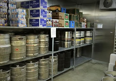 Large walk-in cold storage with shelving