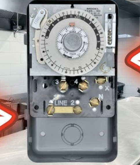 Mechanical defrost time clock on a walk-in cooler